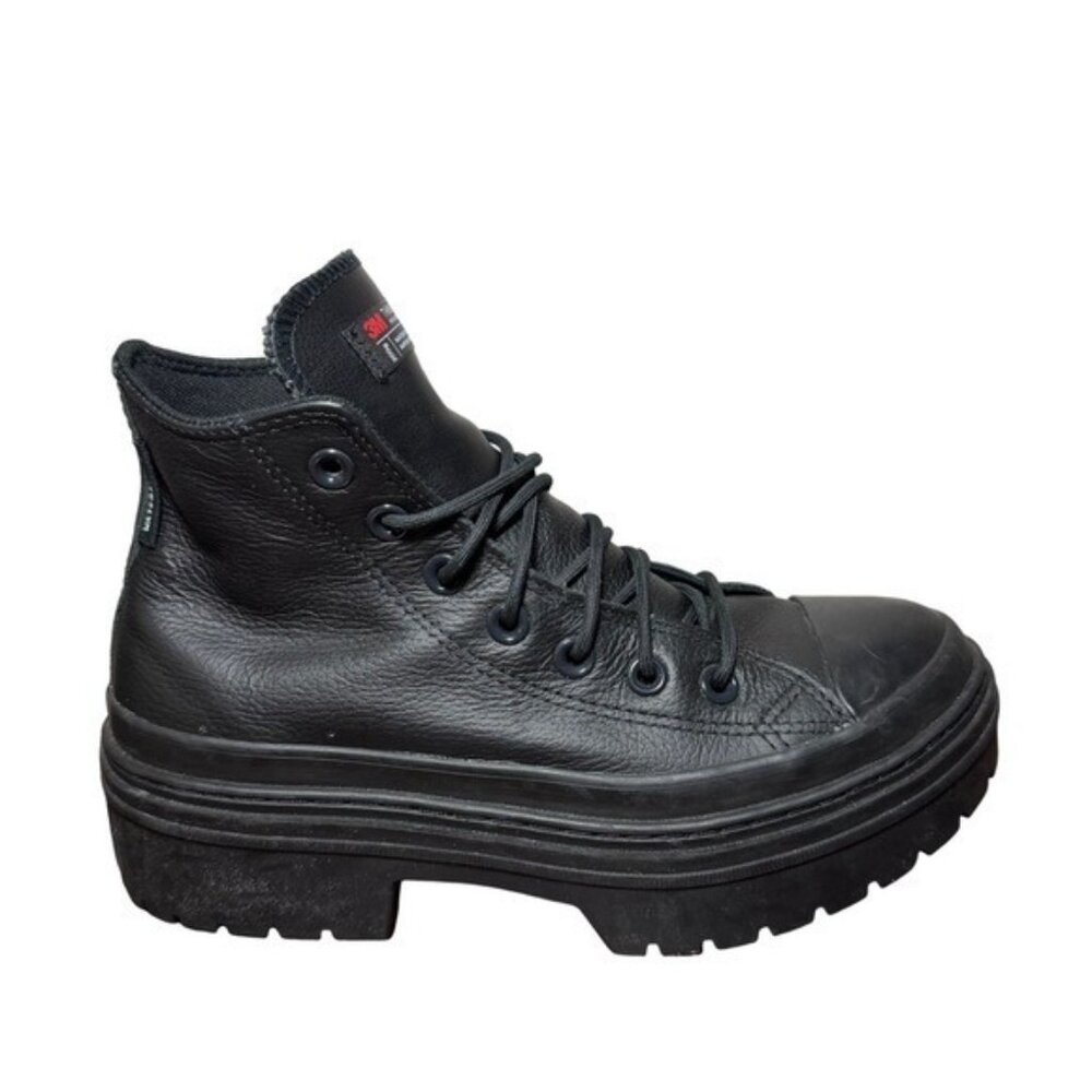 Converse Black Heeled Boots chunky boots size 7 Leather